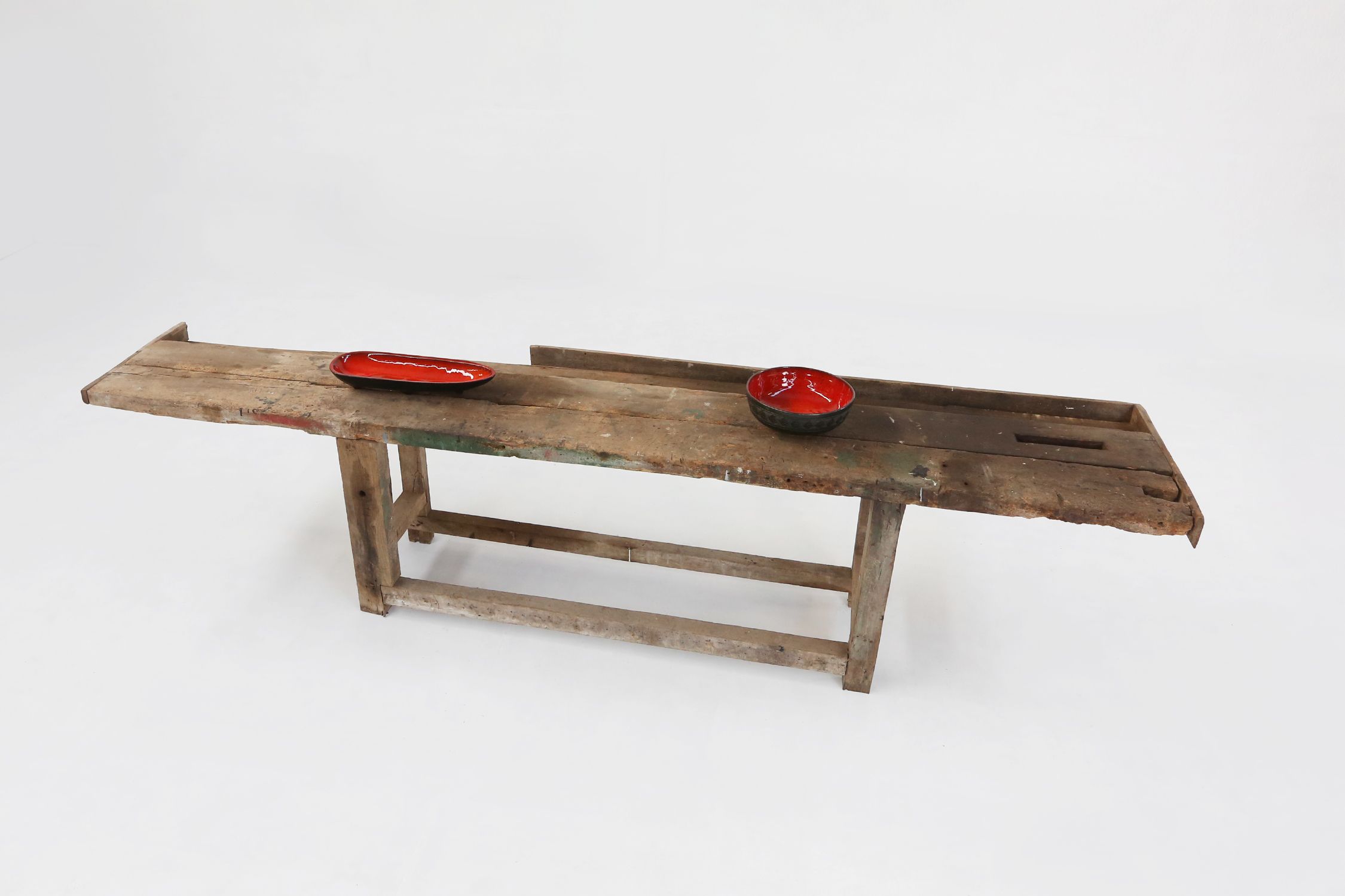 Industrial Oak Workbench with Exceptional Patina, Belgium ca. 1850thumbnail